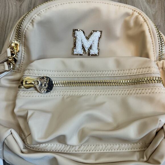 NWT Stoney Clover Micro Classic Backpack Tan Sand Monogrammed Double Zippers - Picture 3 of 9